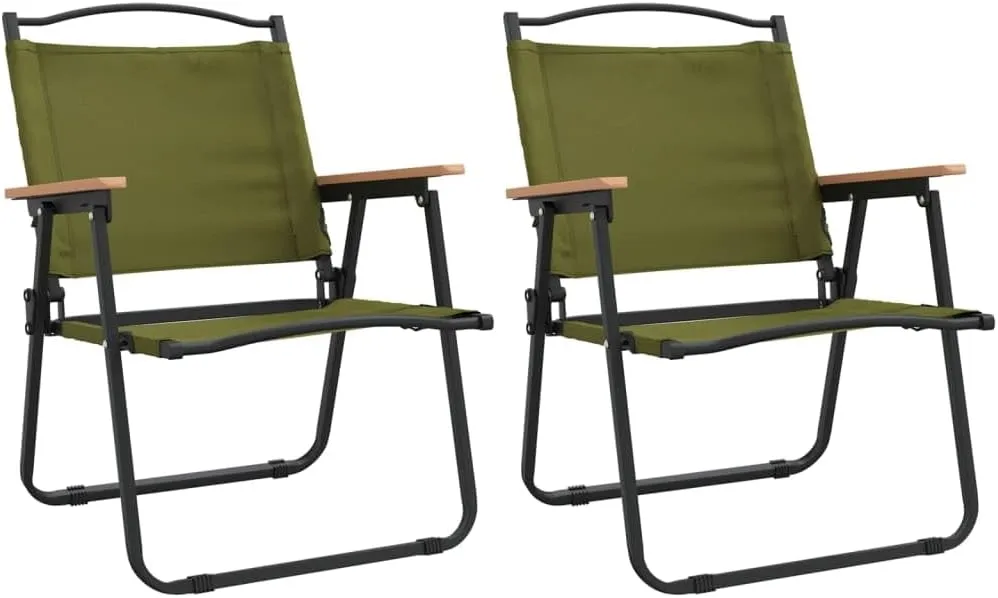 Camping Chairs 2 Pcs Green 21.3"x21.7"x30.7" Foldable Outdoor Beach Lounge Chairs with Oxford Fabric, Durable, Lightweight, and Water-Resistant for Camping, Fishing, and Picnic