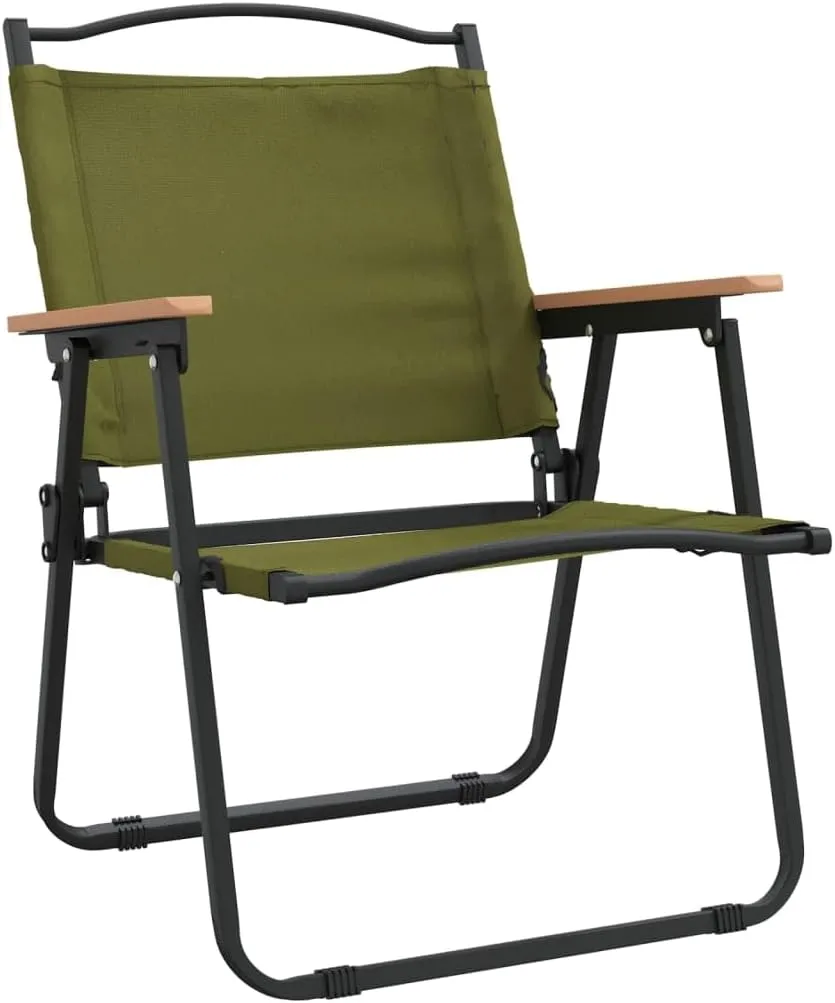 Camping Chairs 2 Pcs Green 21.3"x21.7"x30.7" Foldable Outdoor Beach Lounge Chairs with Oxford Fabric, Durable, Lightweight, and Water-Resistant for Camping, Fishing, and Picnic