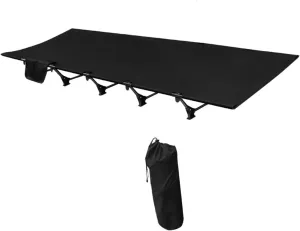Camping Cot for Outdoor Use with Carrying Bag for All Ages, black