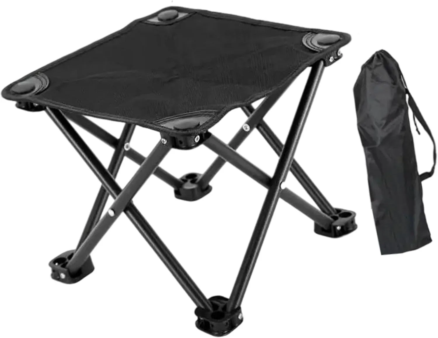 Camping Stool Recliner Foot Rest Sturdy Practical Compact Outdoor Folding Stool with Carry Bag for Park Traveling Backpacking, Black