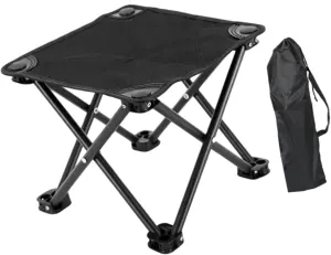 Camping Stool Recliner Foot Rest Sturdy Practical Compact Outdoor Folding Stool with Carry Bag for Park Traveling Backpacking, Black