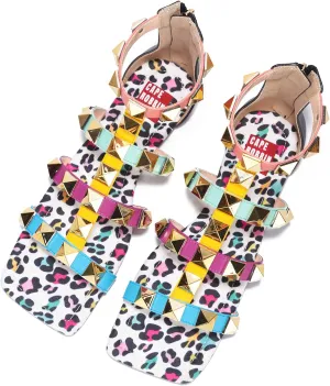 Cape Robbin womens Zimza Gladiator Studded Sandals-multi