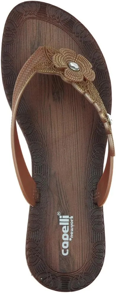 Capelli New York Flowers with Pearl Trim Ladies Flip Flop