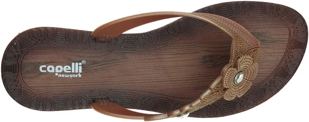 Capelli New York Flowers with Pearl Trim Ladies Flip Flop