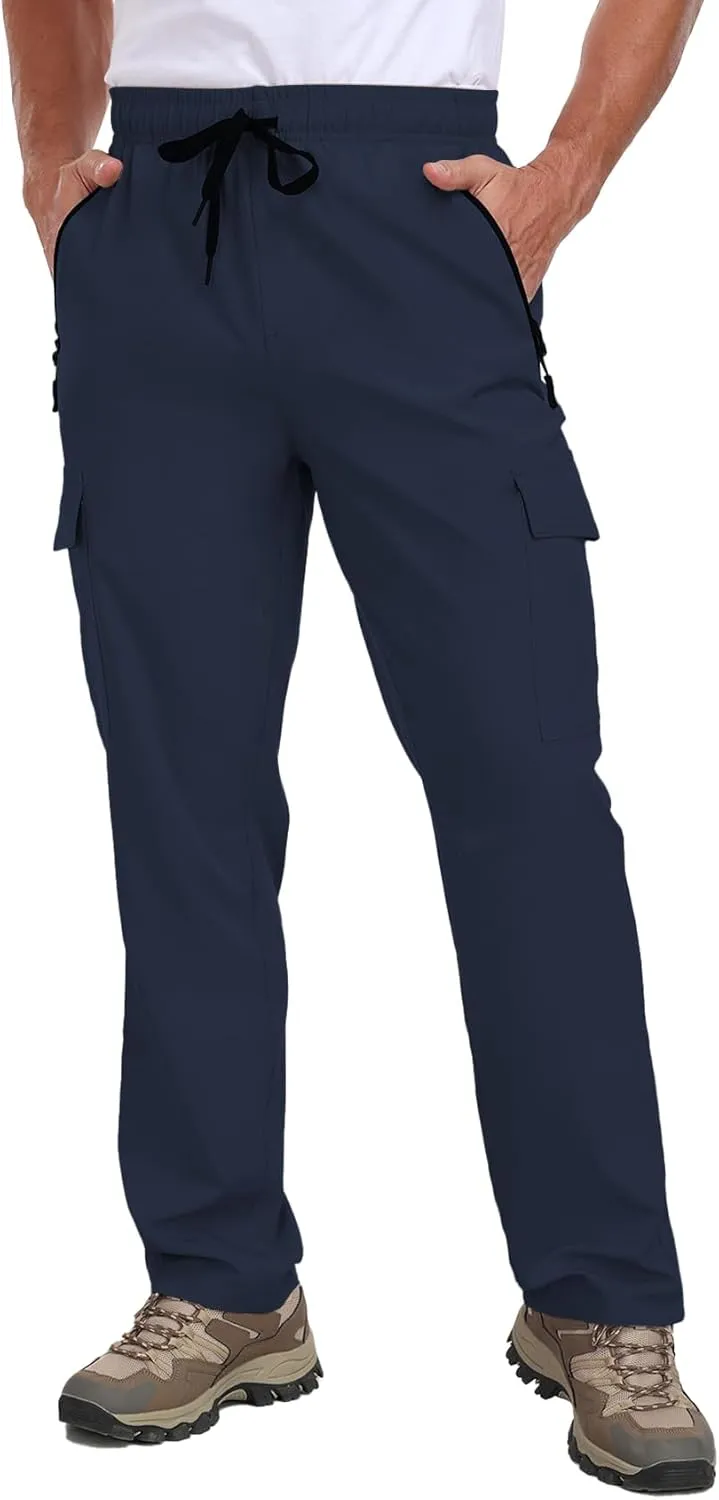Cargo Pants for Men Water Resistant Hiking Pants Lightweight Fishing Travel Pants Zipper Pocket Outdoor HH2411