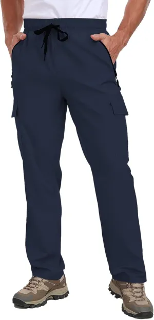 Cargo Pants for Men Water Resistant Hiking Pants Lightweight Fishing Travel Pants Zipper Pocket Outdoor HH2411