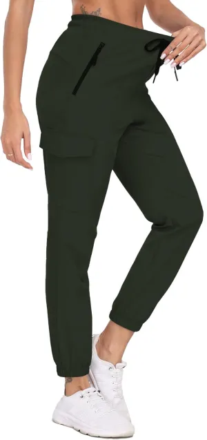 Cargo Pants Women Water Resistant Joggers with Pockets Hiking Pants Lightweight Quick Dry Elastic Waist Pants HH2412