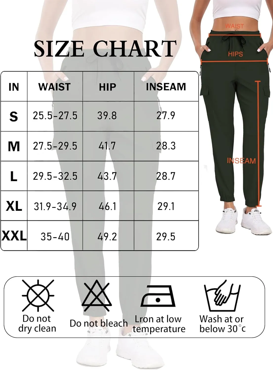 Cargo Pants Women Water Resistant Joggers with Pockets Hiking Pants Lightweight Quick Dry Elastic Waist Pants HH2412