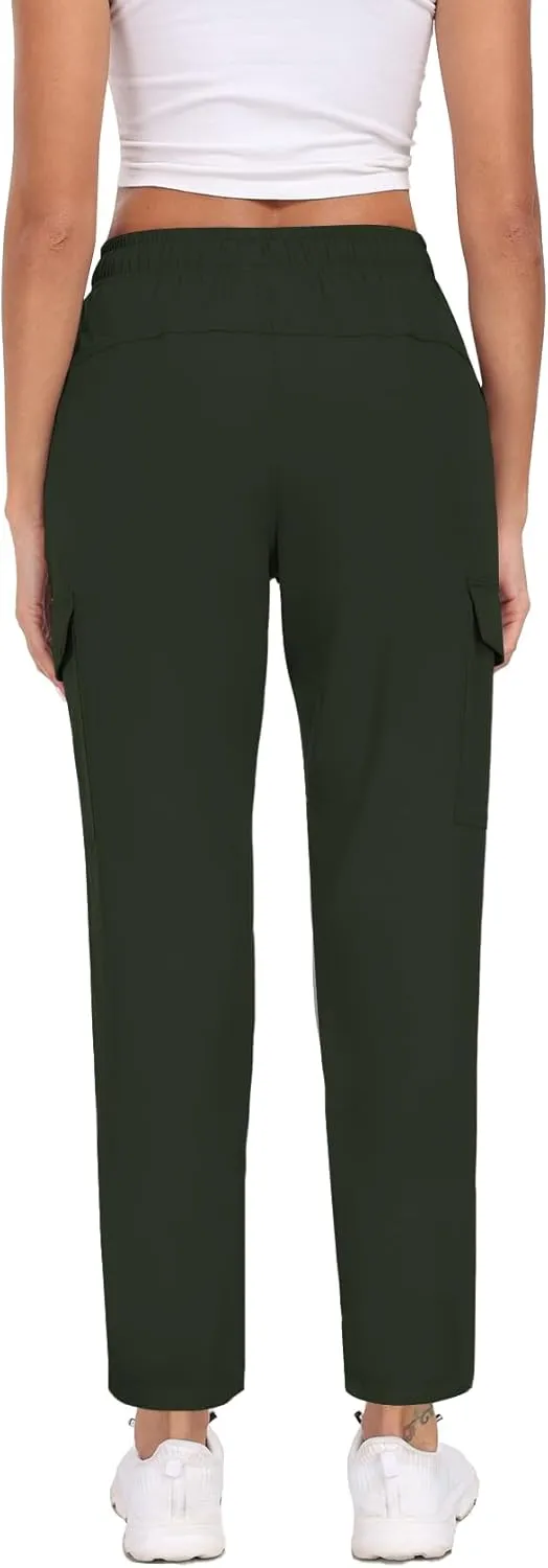Cargo Pants Women Water Resistant Joggers with Pockets Hiking Pants Lightweight Quick Dry Elastic Waist Pants HH2412