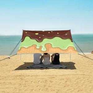 Chocolate Pistachio Ice Cream Beach Camping Tent Sun Shelter for Whole Family, Beach Shade Canopy with UPF50  UV Protection,Easy Set Up and Carry,Outdoor Shade for Trips, Fishing, Backyard Fun