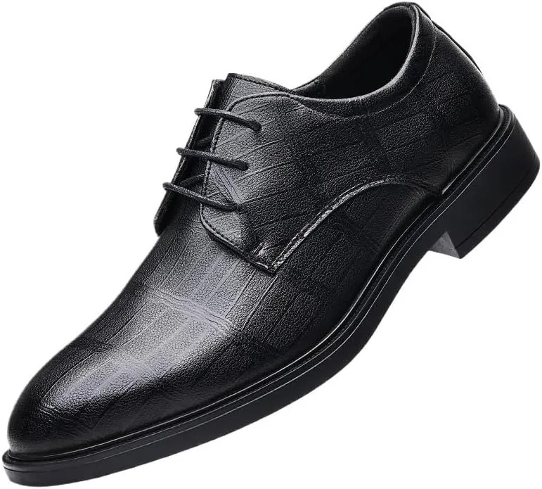 Classic British Business Formal Shoes Spring Men's Casual Leather Shoes Black All-Match Height Increase Oxford