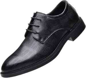 Classic British Business Formal Shoes Spring Men's Casual Leather Shoes Black All-Match Height Increase Oxford