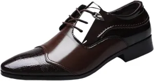 Classic Cap Toe Lace Up Comfortable Oxfords for Tuxedo Retro Dress Shoes Brogue Carved Mens Patent Leather Business Work Wedding Shoes