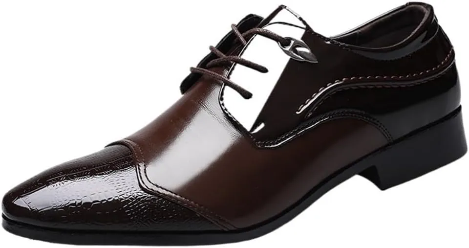 Classic Cap Toe Lace Up Comfortable Oxfords for Tuxedo Retro Dress Shoes Brogue Carved Mens Patent Leather Business Work Wedding Shoes