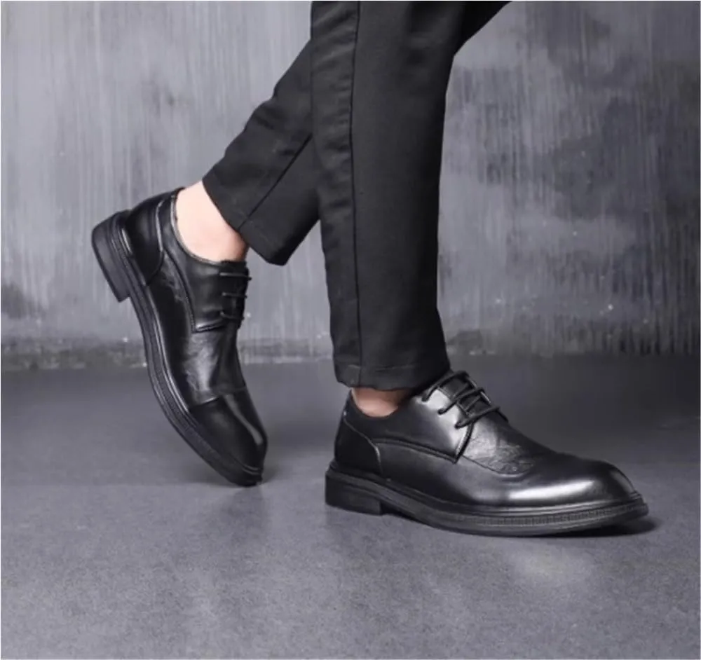 Classic Lace Up Formal Cap Toe Shoes Lug Sole Non-Slip Oxford Dress Wedding Party Comfortable Business Formal Shoes