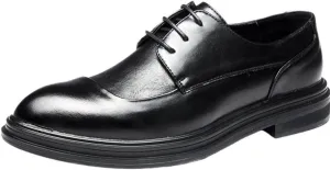 Classic Lace Up Formal Cap Toe Shoes Lug Sole Non-Slip Oxford Dress Wedding Party Comfortable Business Formal Shoes