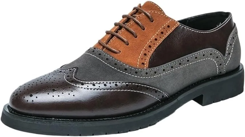 Classic Lace Up Men's Casual Shoes Vintage Brock Carved Dress Shoes Fashionable Pointed Toe Elevator Oxfords