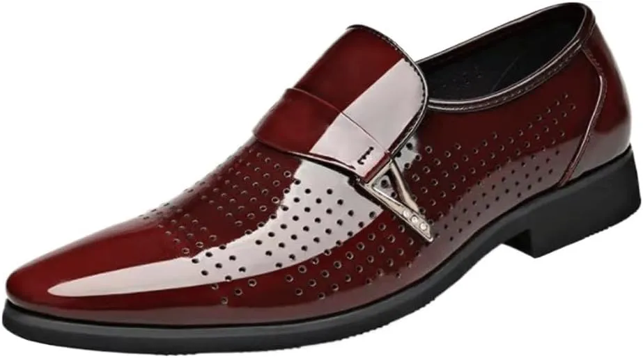 Classic Men Dress Shoes Slip on Black Leather Shoes for Men Plus Size Point Toe Business Casual Men Formal Shoes for Wedding Mens Comfort Dress Shoes