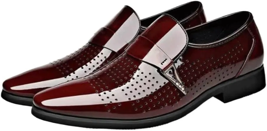 Classic Men Dress Shoes Slip on Black Leather Shoes for Men Plus Size Point Toe Business Casual Men Formal Shoes for Wedding Mens Comfort Dress Shoes