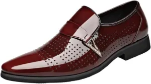 Classic Men Dress Shoes Slip on Black Leather Shoes for Men Plus Size Point Toe Business Casual Men Formal Shoes for Wedding Mens Comfort Dress Shoes