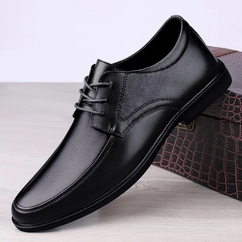 Classic Men's Leather Dress Shoes Men Lace Up Formal Business Oxford Shoes Comfortable Casual Derby Shoes for Men