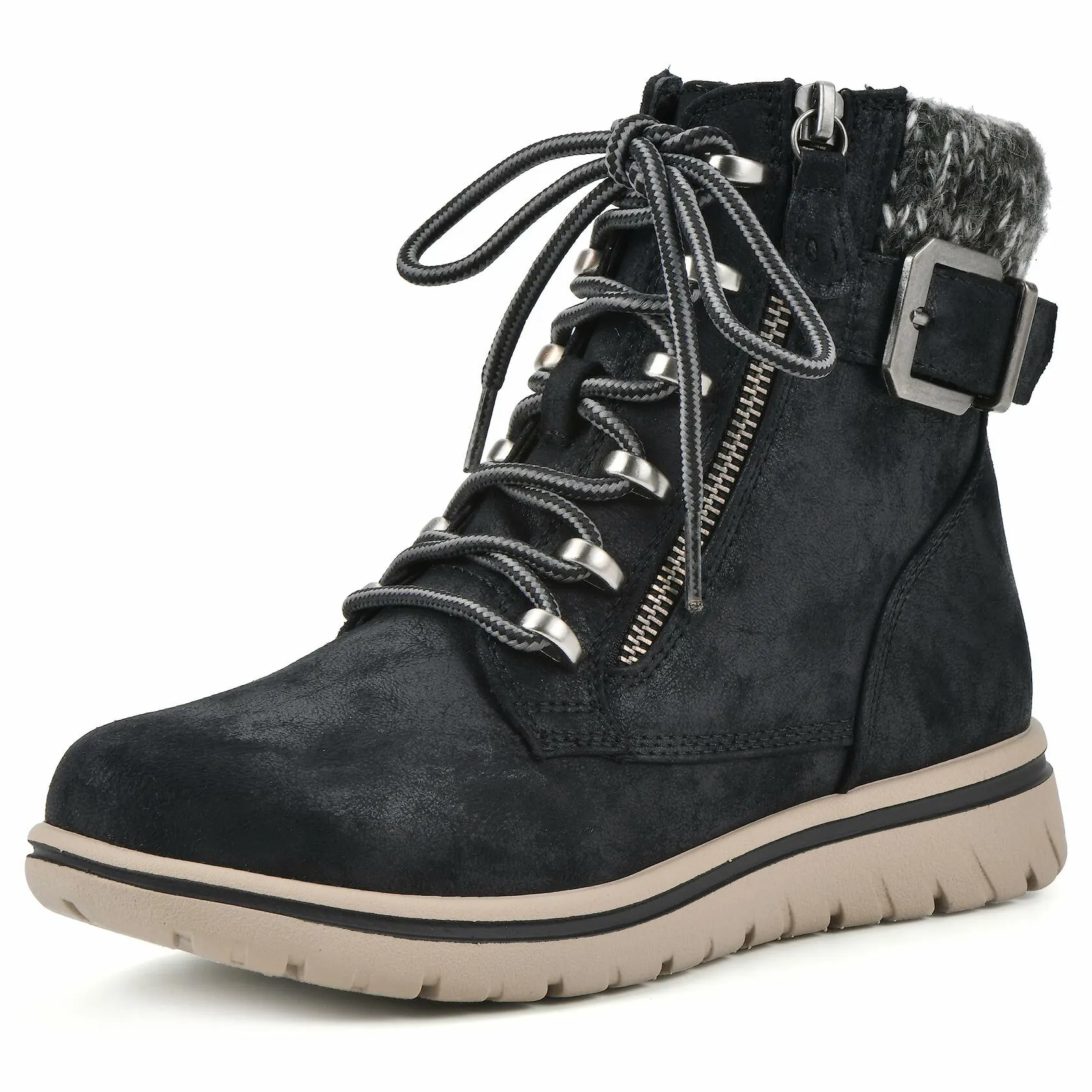 CLIFFS BY WHITE MOUNTAIN Women's Shoes Hearten City Hiker Boot, Black/Fabric, 9 - Like New