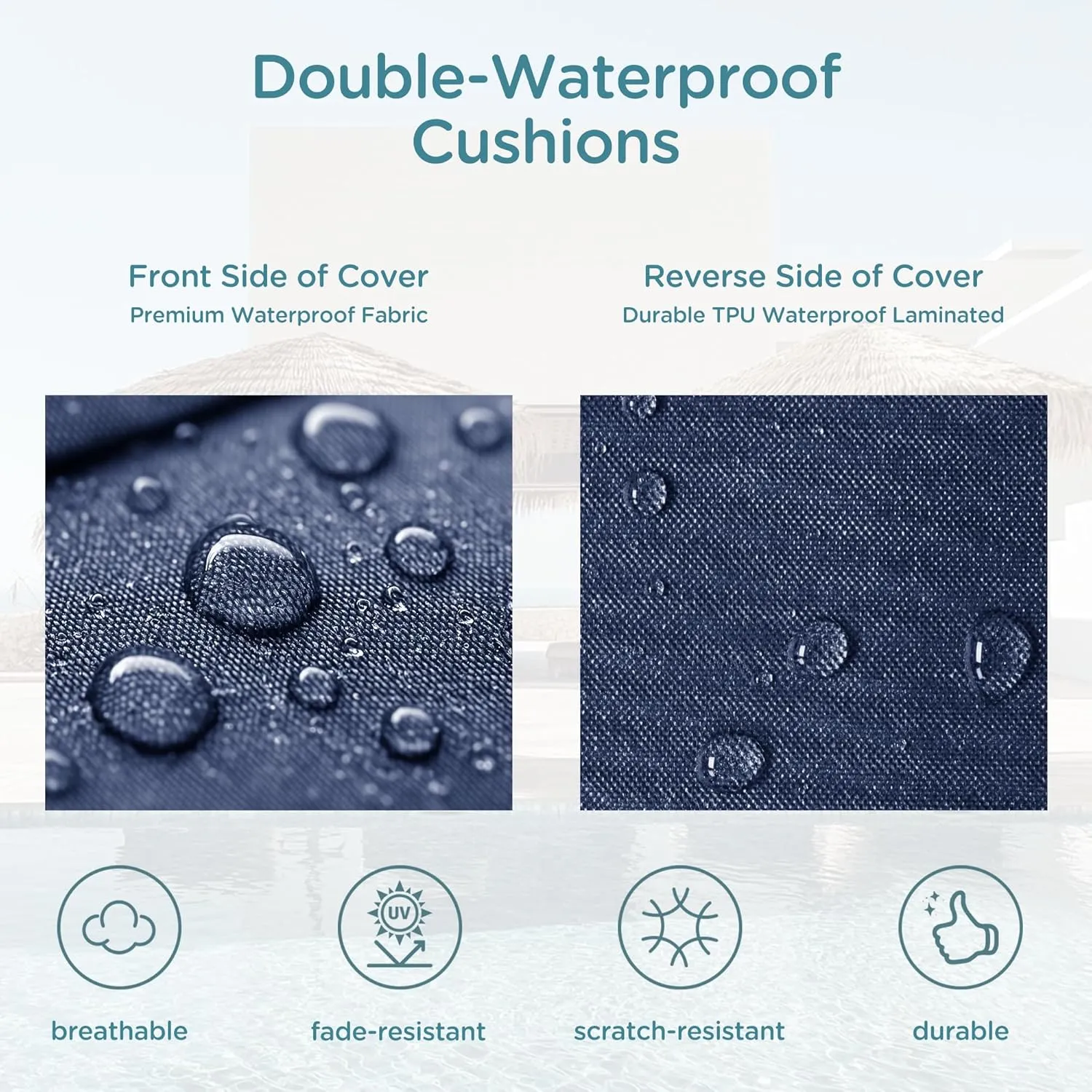 Codi Outdoor Lounge Chair Cushion, Chaise Cushions for Patio Furniture, Double Waterproof Fabric for Pool, 72 x 22.5 x 3.5 Inch 1PK Midnight Blue