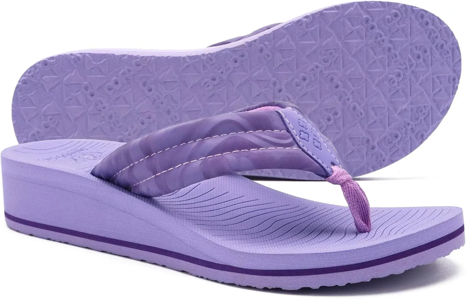 COFACE Women’s Flip Flops with Arch Support Ladies Fashion Lightweight Wedge Flip Flops Comfortable Yoga Mat Sole Summer Platform Thong Sandals