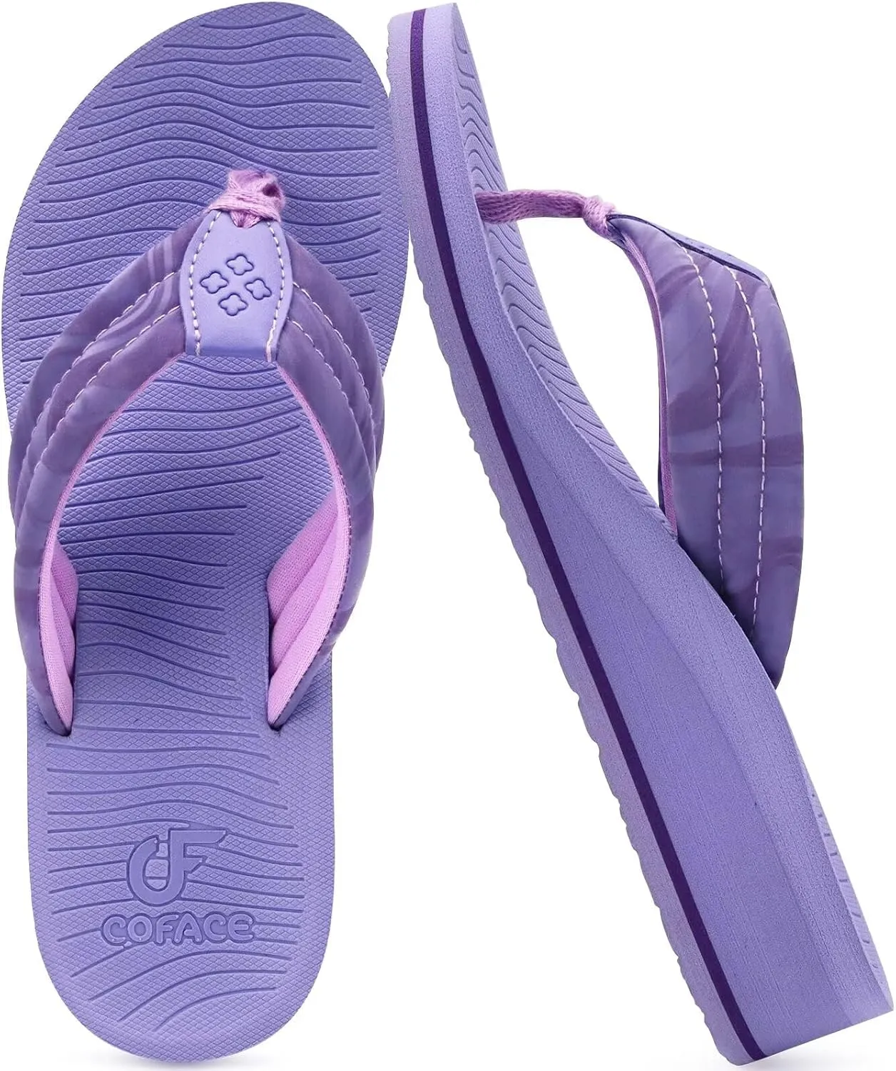 COFACE Women’s Flip Flops with Arch Support Ladies Fashion Lightweight Wedge Flip Flops Comfortable Yoga Mat Sole Summer Platform Thong Sandals