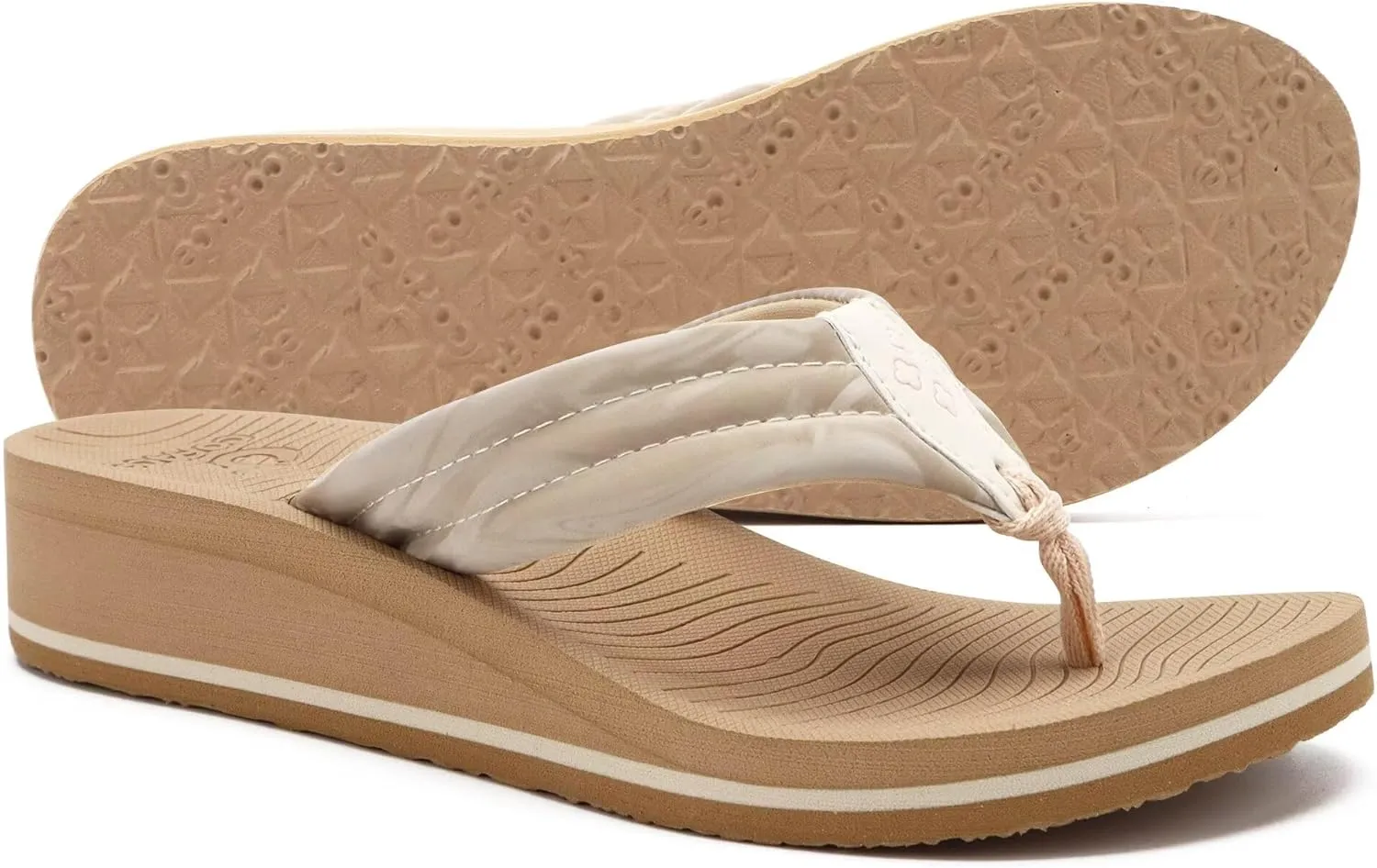 COFACE Women’s Flip Flops with Arch Support Ladies Fashion Lightweight Wedge Flip Flops Comfortable Yoga Mat Sole Summer Platform Thong Sandals