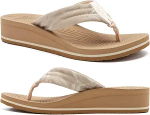 COFACE Women’s Flip Flops with Arch Support Ladies Fashion Lightweight Wedge Flip Flops Comfortable Yoga Mat Sole Summer Platform Thong Sandals