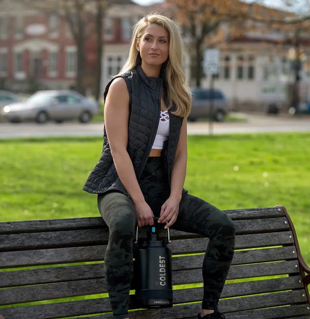 COLDEST Sports Water Bottle 128 oz/One Gallon (Straw Lid), Leak Proof, Vacuum Insulated Stainless Steel, Hot Cold, Double Walled, Thermo Mug, Metal Canteen Growler Jug (Gun Metal, Gallon)