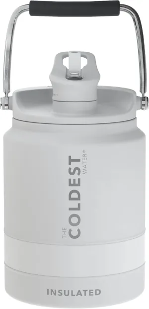 COLDEST Sports Water Bottle Half Gallon (Straw Lid), Leak Proof, Vacuum Insulated Stainless Steel, Hot Cold, Double Walled, Metal Canteen Growler Jug (Epic White, Half Gallon)