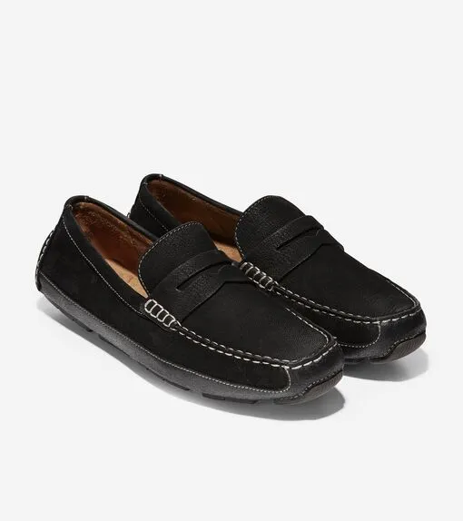 Cole Haan Men's Wyatt Penny Driver in Black Leather C31488
