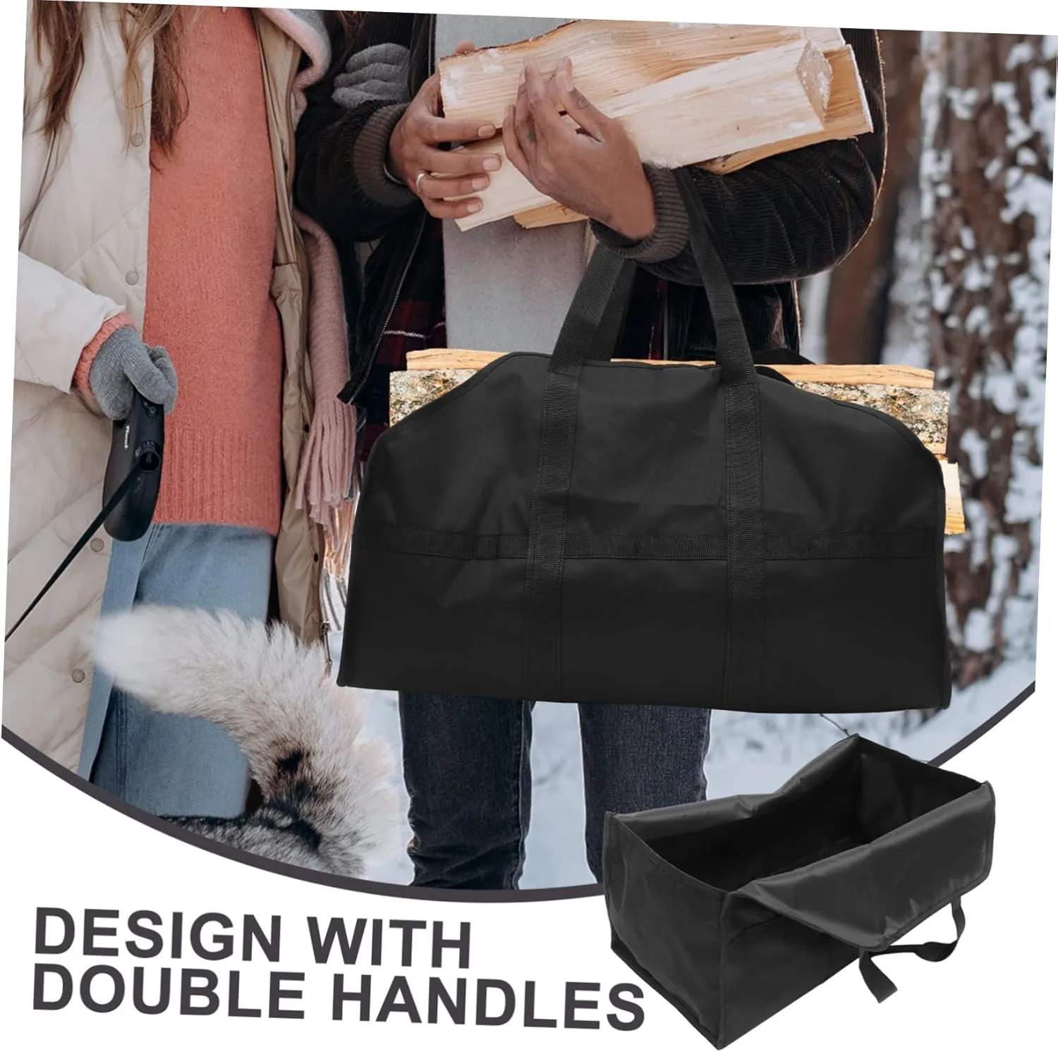 Collapsible Firewood Storage Pouch Oxford Cloth Logging Pack for Tote Bags Trolley Sleeve