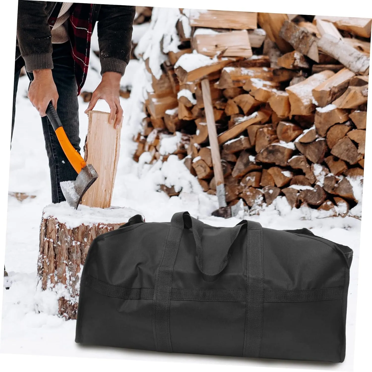 Collapsible Firewood Storage Pouch Oxford Cloth Logging Pack for Tote Bags Trolley Sleeve