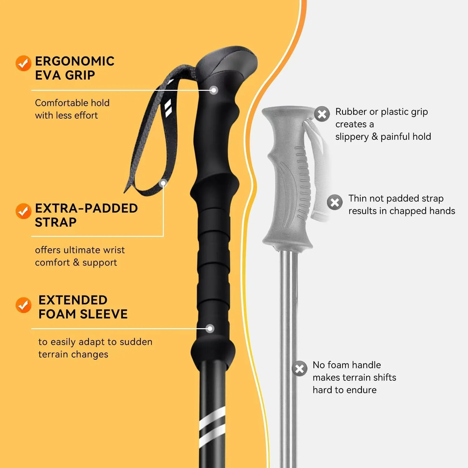 Collapsible Hiking Poles,1 Pair (2 Poles) Lightweight Aluminum Adjustable Walking Poles,Carbon Fiber Trekking Poles with Flip Lock and EVA Grips Suitable for All Kinds of Travel