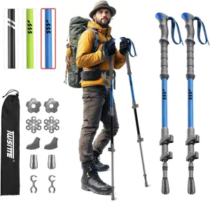 Collapsible Hiking Poles,1 Pair (2 Poles) Lightweight Aluminum Adjustable Walking Poles,Carbon Fiber Trekking Poles with Flip Lock and EVA Grips Suitable for All Kinds of Travel