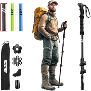 Collapsible Hiking Poles,1 Poles Lightweight Aluminum Adjustable Walking Poles,Carbon Fiber Trekking Poles with Flip Lock and EVA Grips Suitable for All Kinds of Travel