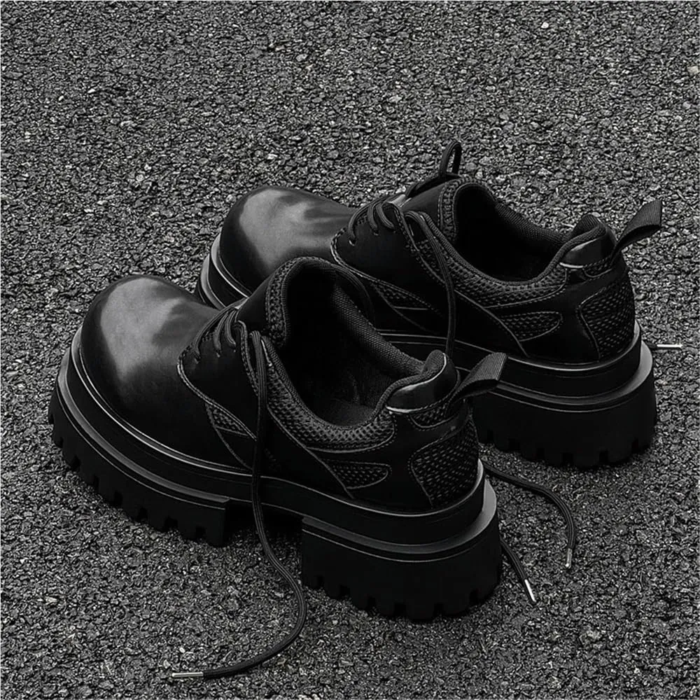 Comfortable Lace Up Oxfords Classic Casual Business Work Office Dress Shoes Height-Increasing Round Toe Shoes