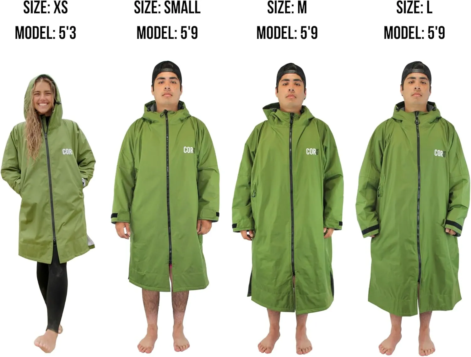 COR Surf Swim Parka for Youth and Adults | Heavy-Duty Weatherproof Swimming Jacket with Size Options for Men, Women and Kids