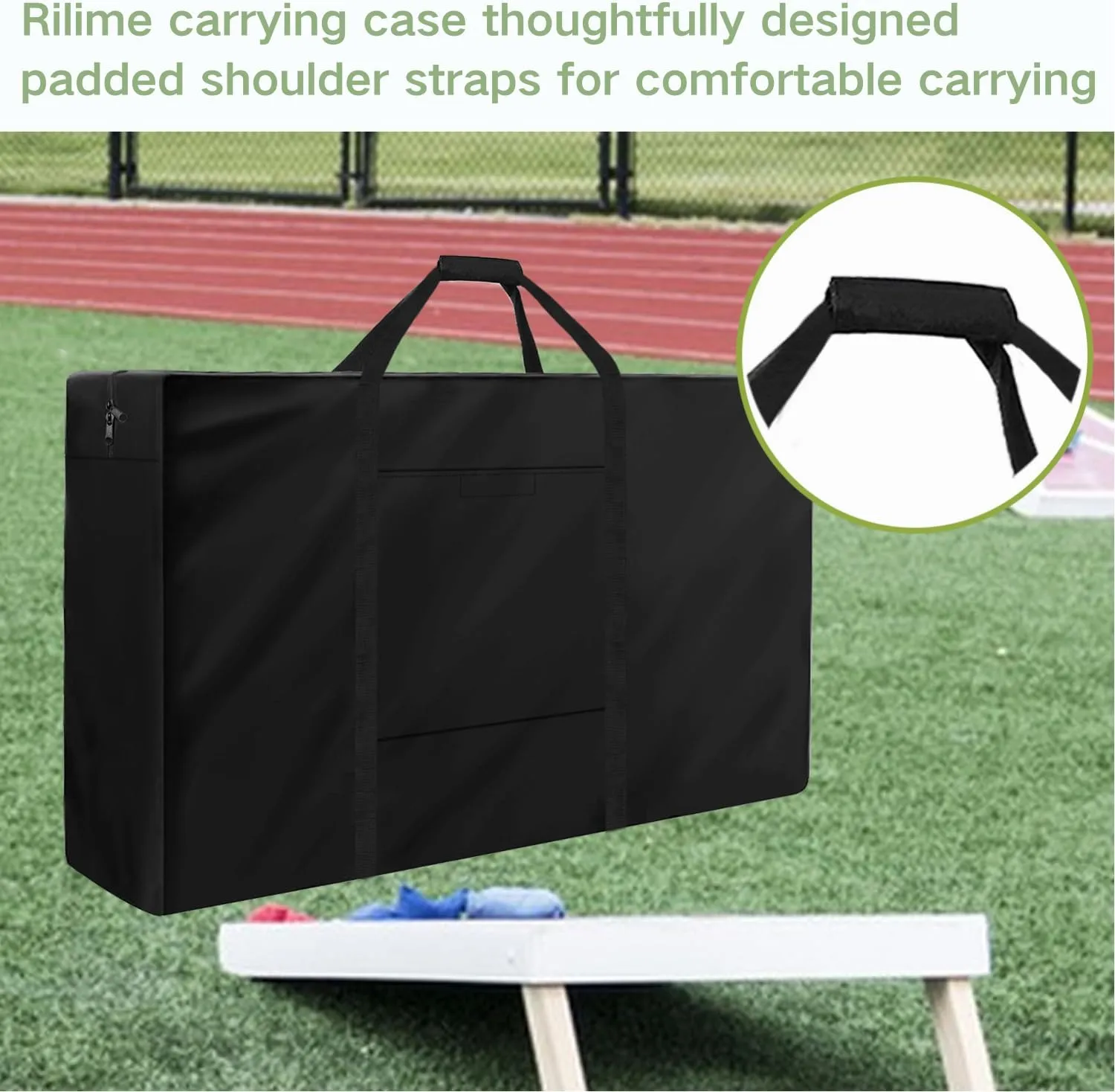 Cornhole Carrying Case,Cornhole Bag Carrying Case, Weatherproof Cornhole Board Carrying Case - Includes 2 Pockets & Padded Shoulder Strap