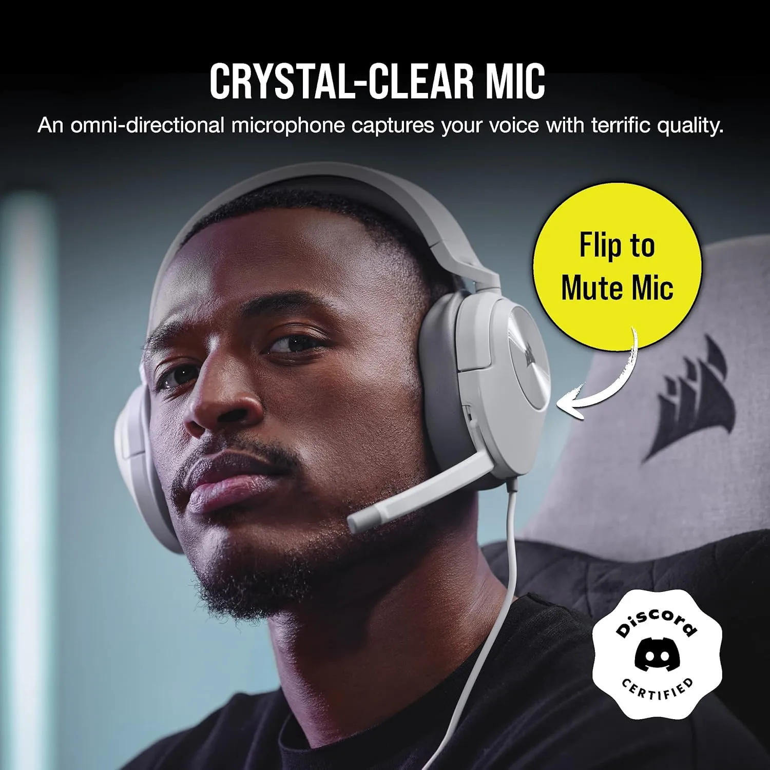 Corsair HS55 Stereo Gaming Headset (Leatherette Memory Foam Ear Pads, Lightweight, Omni-Directional Microphone, PC, Mac, PS5/PS4, Xbox Series X | S, Nintendo Switch, Mobile Compatibility) White