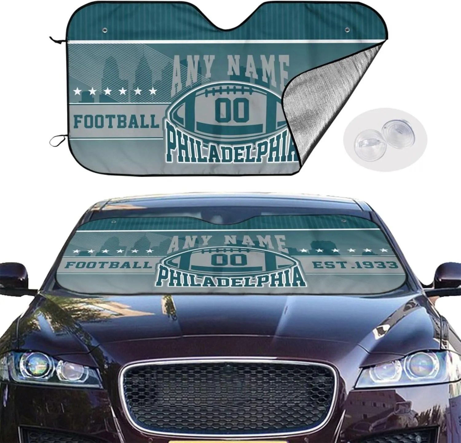 Custom Car Windshield Sunshade Keep Vehicle Cool Personalized Name and Number Foldable Auto UV Rays Sun Visor Protector Fans Gift