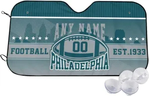 Custom Car Windshield Sunshade Keep Vehicle Cool Personalized Name and Number Foldable Auto UV Rays Sun Visor Protector Fans Gift