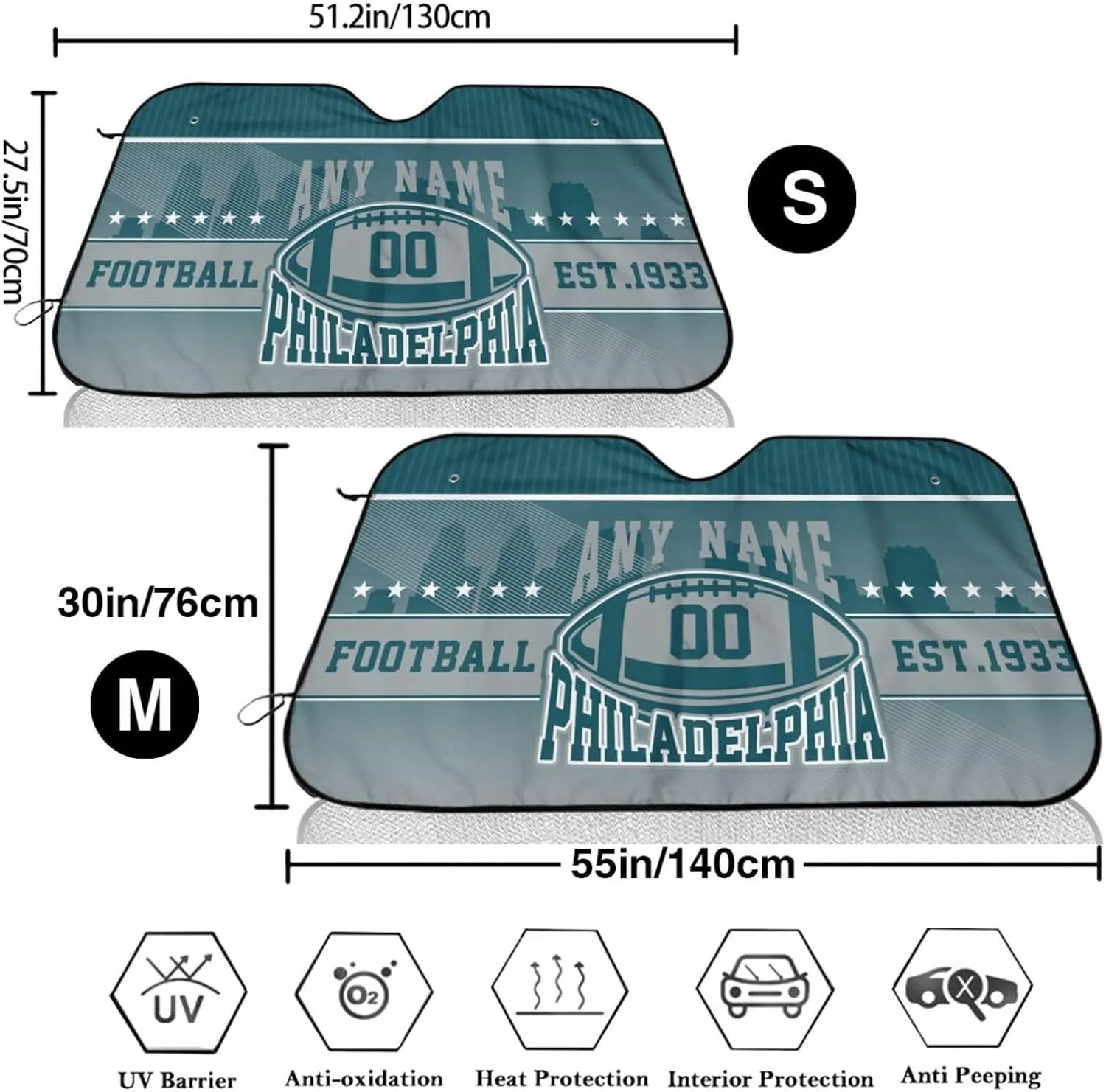 Custom Car Windshield Sunshade Keep Vehicle Cool Personalized Name and Number Foldable Auto UV Rays Sun Visor Protector Fans Gift