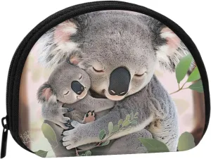 Cute Koala MOM and Baby Printed Coin Purse Mini Pouch Change Zipper Wallet Gifts for Women Girls