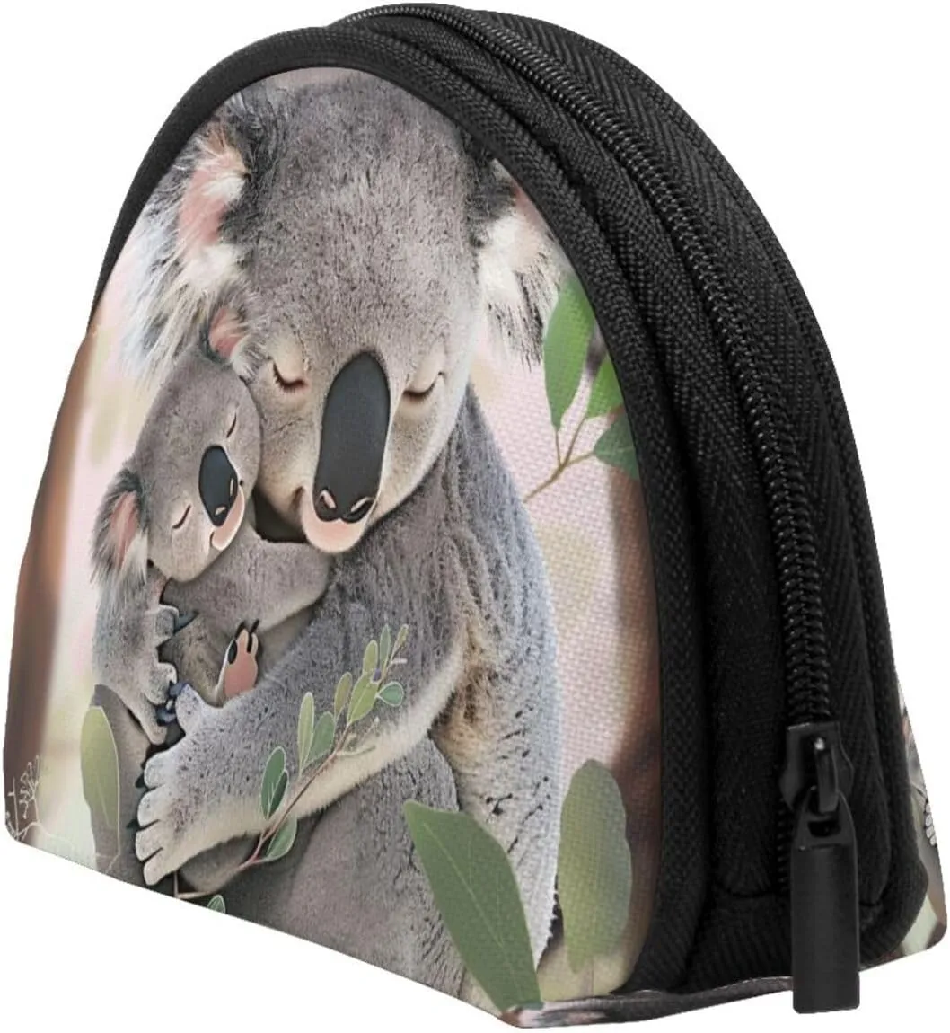 Cute Koala MOM and Baby Printed Coin Purse Mini Pouch Change Zipper Wallet Gifts for Women Girls