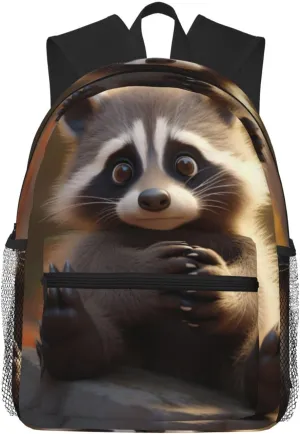Cute Raccoon Print Lightweight And Comfortable Duffel Bag, Casual Daypack, Multipurpose Backpack