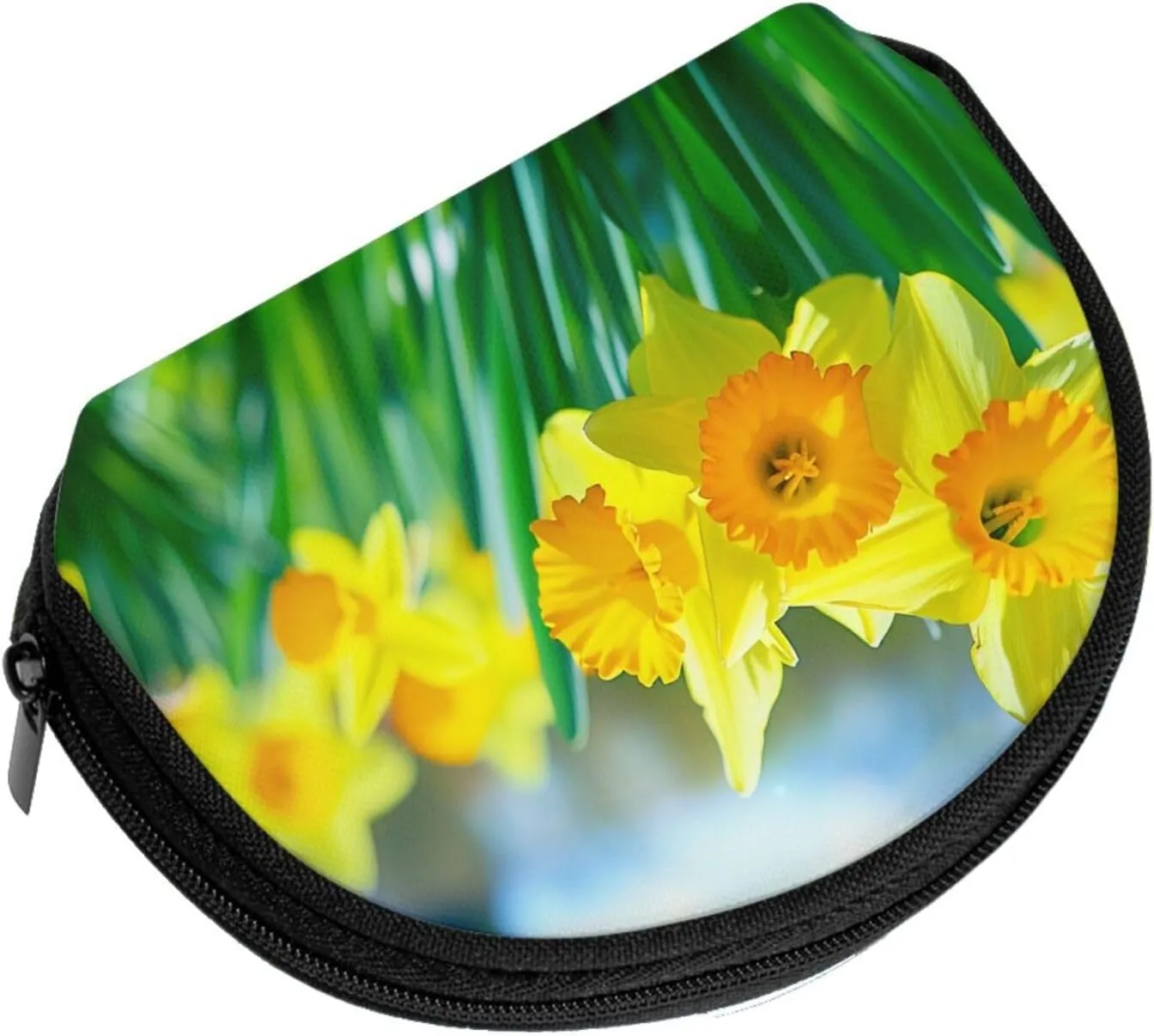 Daffodil Flower Printed Coin Purse Mini Pouch Change Zipper Wallet Gifts for Women Girls